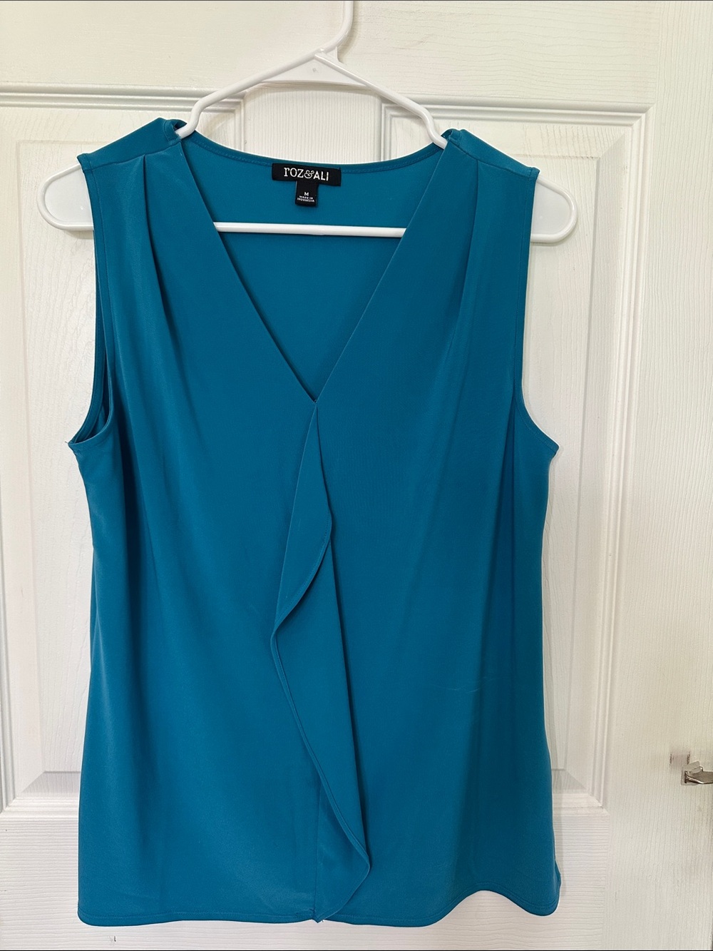 Roz & Ali Teal Sleeveless V-Neck Draped Camisole